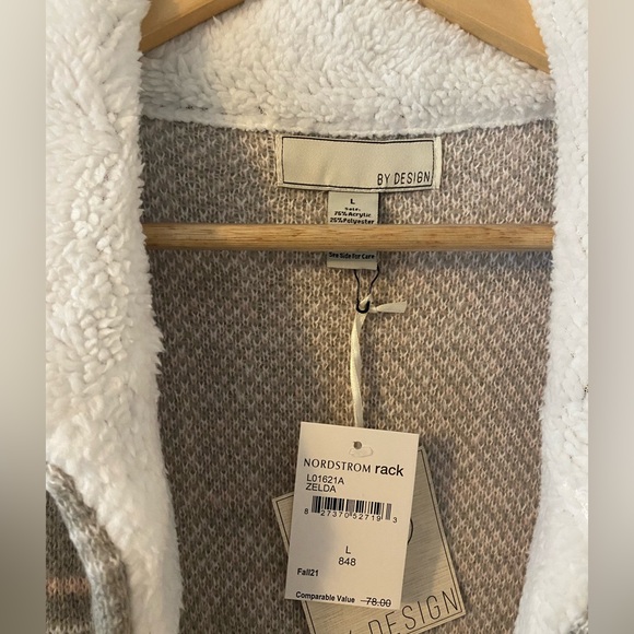 NWT By Design Mimi Plaid Faux Shearling Sweater Jacket - Picture 4 of 6